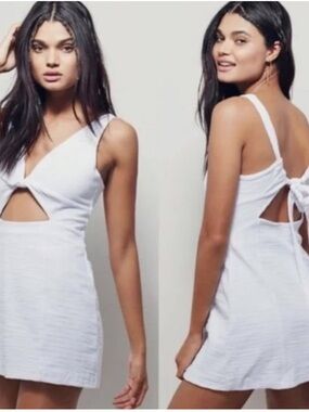Free People Front Knot Dress Coverup white Sz medium